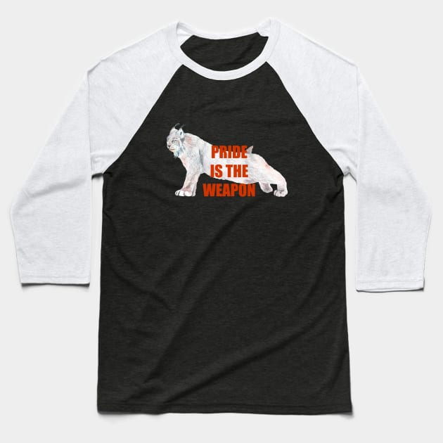 Pride is the weapon, Lynx, Big cat, endangered animal, species, in the World Baseball T-Shirt by The world through children's eyes